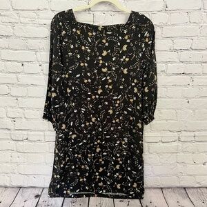 GAP Black Floral Shift Dress 3/4 Sleeve | XS